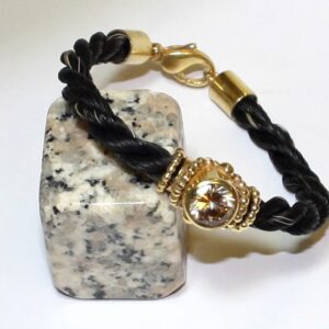 Koord armband dik met citrien en goud